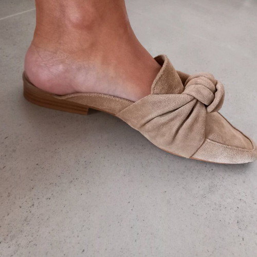 Zara mule beige suede with knot like new, size 37