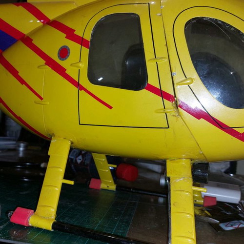 Helicopter fuselage size 500 used with navigation lights for remote control