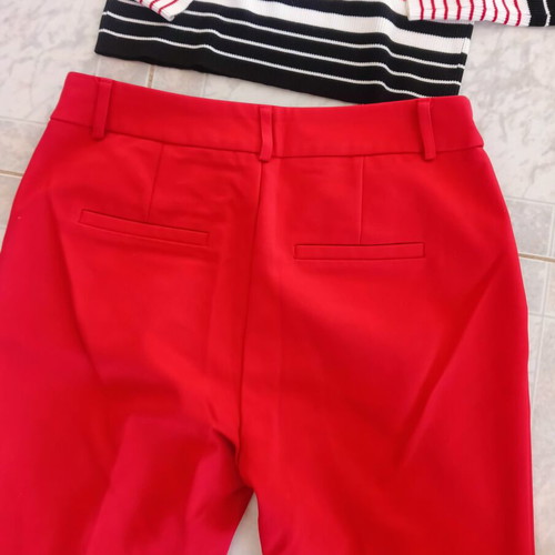 Zara striped women's blouse with bag and Stradivarius trousers set