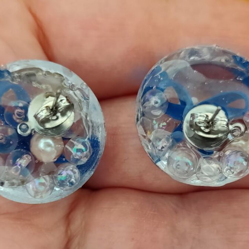 Handmade earrings with resin and colorful elements new