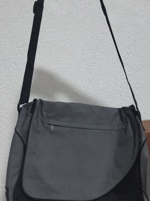 Messenger bag with lining and multiple pockets, grey-black, 43x38 cm