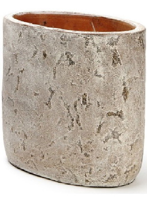 Ceramic oval vase grey new with brown grey details