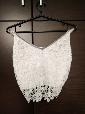 Benissimo Evening Top like new, white with silver detail