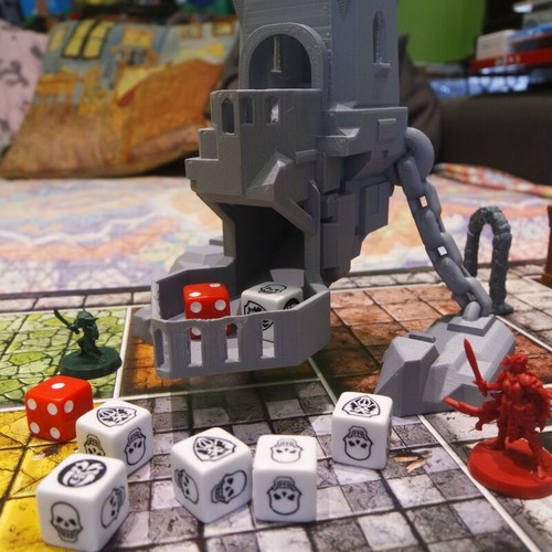 Floating Castle Dice Tower, 3D printed fantasy dice roller