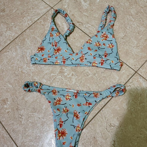 Nikama bikini set medium floral turquoise