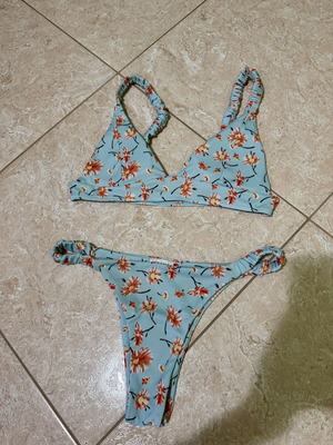 Nikama bikini set medium floral turquoise