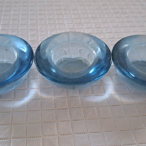 Votive Candle Holders Set of 3 Used Blue Glass