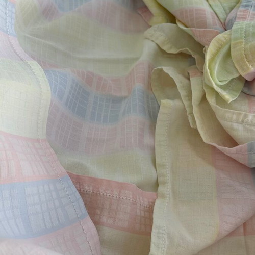 Tablecloth with 3 napkins used, pastel colors, cotton fabric