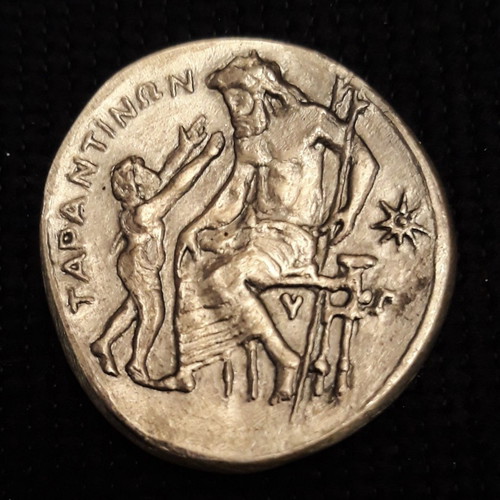 Taras replica ancient coin 23.2gr 925 silver new with stamp