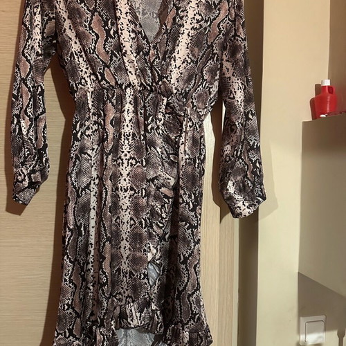 Animal print satin dress like new, airy with asymmetric hem