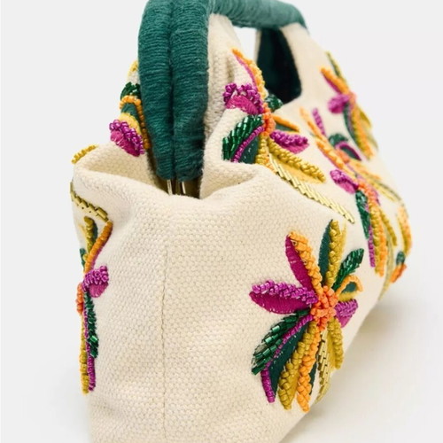 Zara printed pouch new with studs and appliqué designs