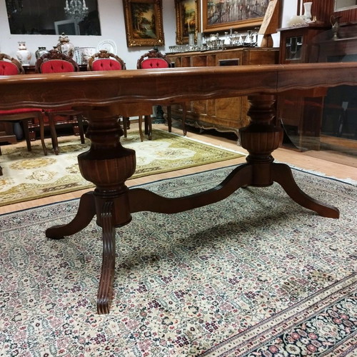 Marqueterie dining table set used with eight chairs