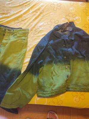 BoohooMan jeans set new, black and yellow, jacket XL, jeans Europe 44