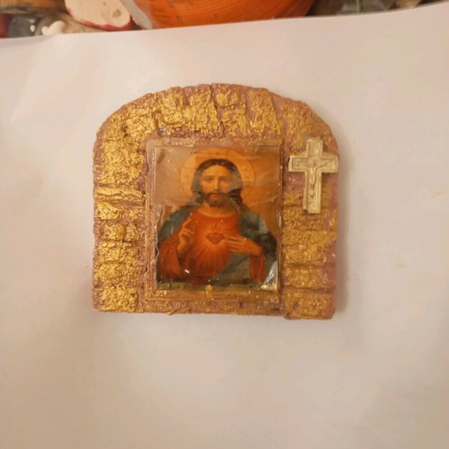 Gypsum Christ Magnet new, hand-painted image