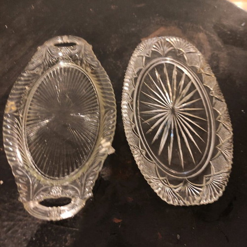 Vintage glass trays used, set of 2 pieces