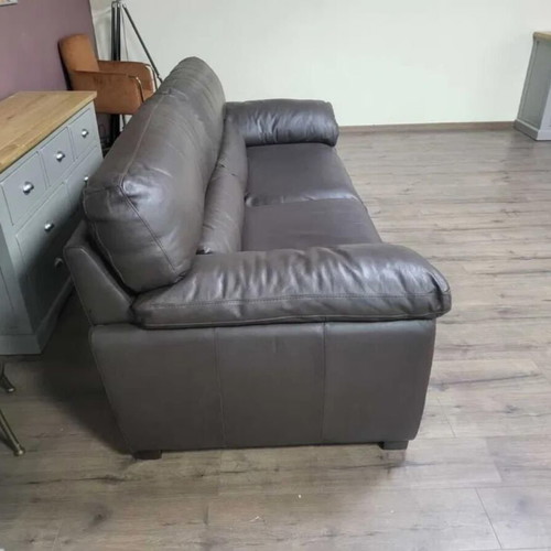 Dark brown leather three-seater sofa new, 100% genuine leather