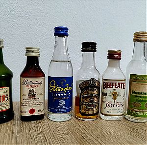 6x Παλιά Μπουκαλάκια Μινιατούρες Ποτών