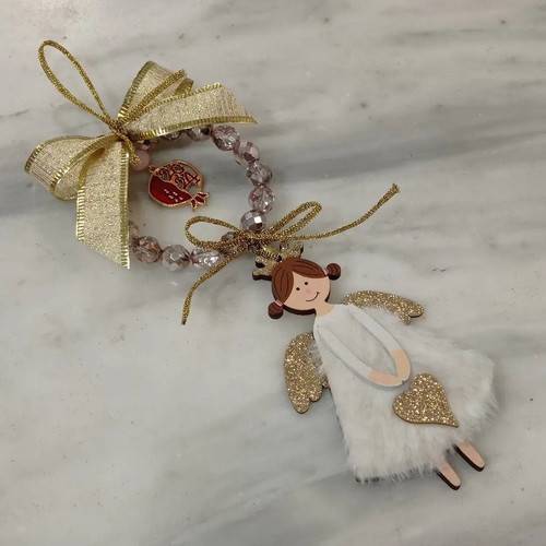Handmade angel charm wooden lucky charm, new