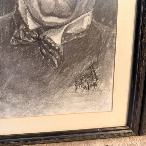Original Laurel & Hardy Sketch pencil and charcoal framed, like new