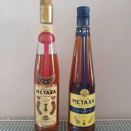 Metaxa 5 Stars sealed bottles, pack of 2, over 40 years old