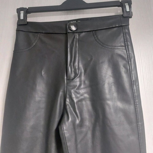 Zara leather leggings pants used, black, XS
