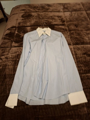 Manetti men's shirt used blue with white size L