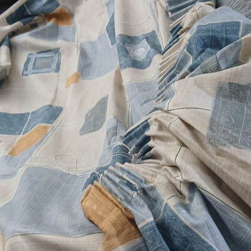 Curtain ready sewn unused with geometric patterns, thick fabric 2.60×3.60