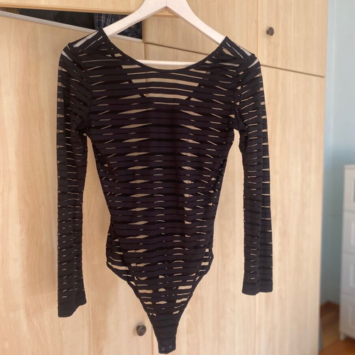 Black transparent striped bodysuit Mango size medium like new