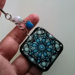 Handmade blue mandala pendant new, hand-painted with acrylics