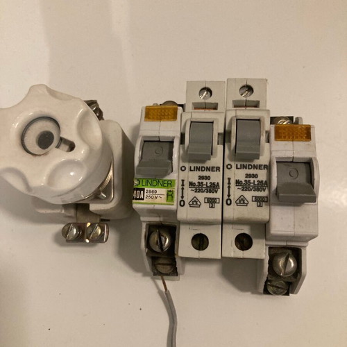 Panel switches used, 4 Lindner rail circuit breakers and matrix with cap