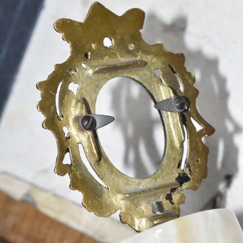 Vintage brass miniature frame with onyx base used, no glass