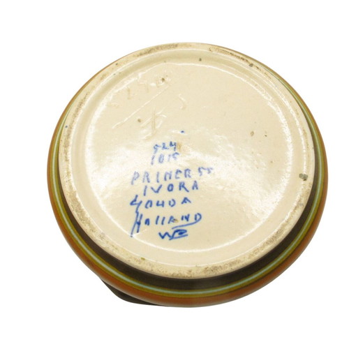 Vintage ceramic ashtray from Holland 1960s used, hand-painted