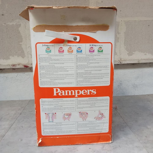 Collectible rare Pampers box used, PASOK 1980s