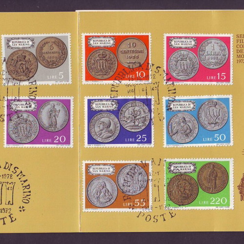 San Marino coin set 8 pieces from 1 to 500 Lire, mint condition