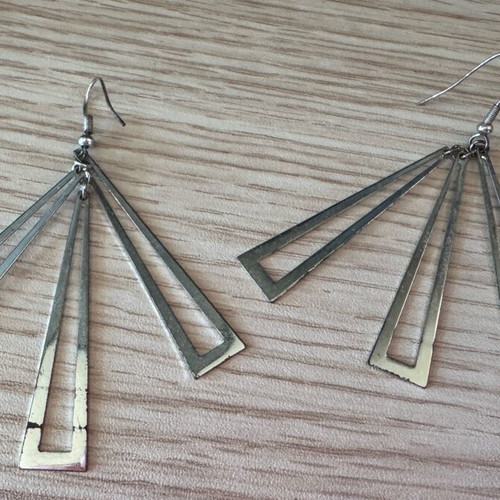 Dangling earrings used, pack of 3 pairs, silver