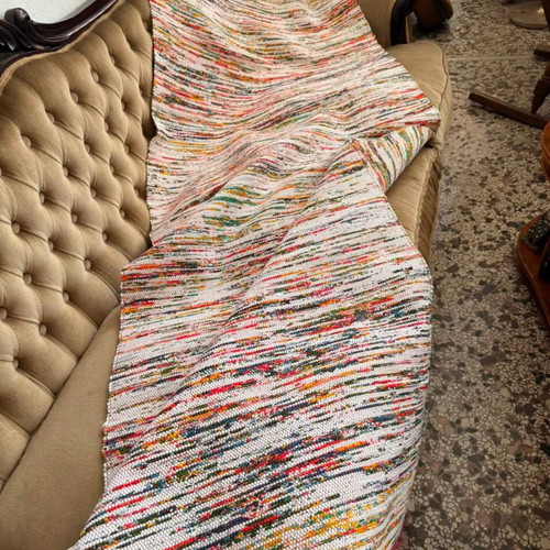 Handmade rag rug like new, colorful, 205x76 cm