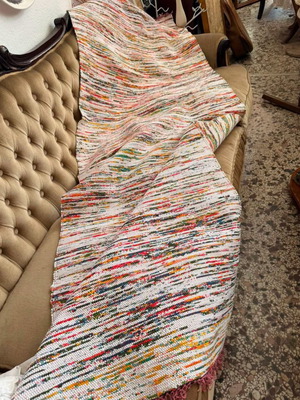 Handmade rag rug like new, colorful, 205x76 cm