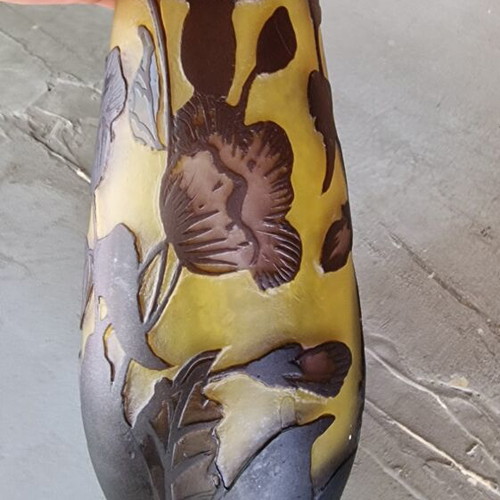 Gallé vase used with embossed floral design