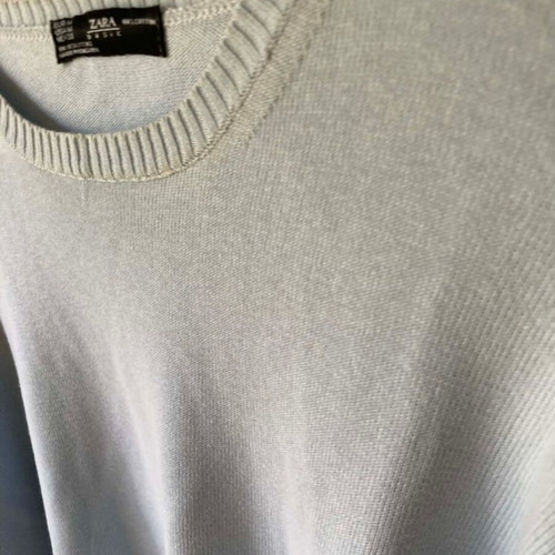 Zara men's long-sleeve thin turquoise pullover sweater used