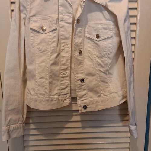 Marella white denim jacket with floral embroidery like new