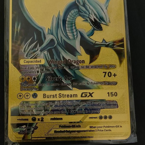 Blue-Eyes White Dragon GX Gold Collectible Card like new