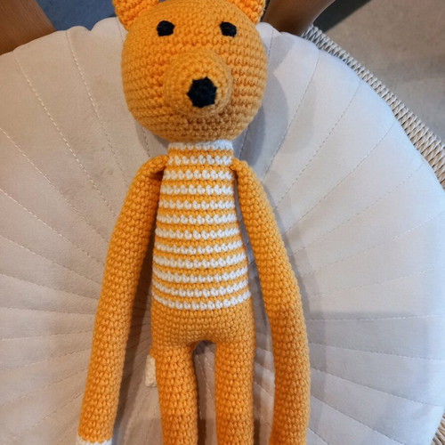 Knitted doll new, handmade, 37 cm, cotton yarn