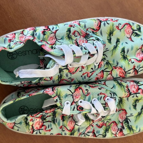 Esmara women's summer shoes with flamingo design new, size 38-39