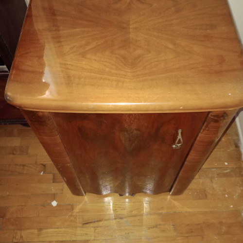 Ideal sewing machine used, foot-powered with motor, wooden cabinet