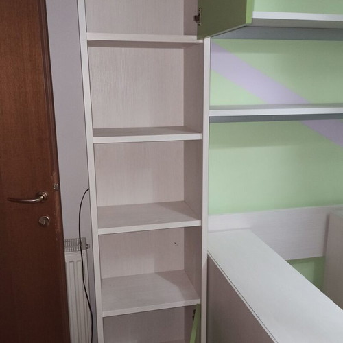 Neoset bookshelf bed and nightstand set like new, white-green