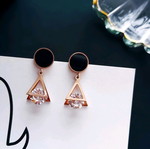 Steel earrings rose gold new with dangling triangle and small diamond
