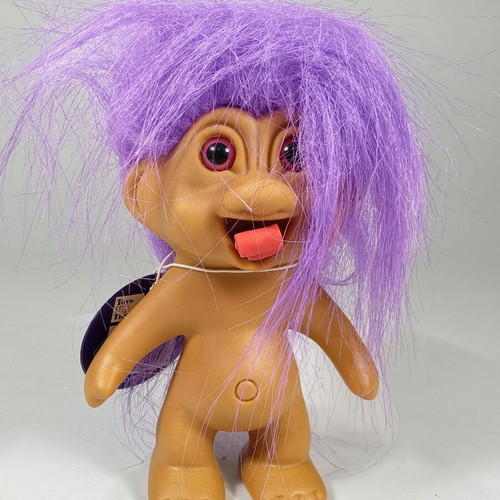 Vintage Wishnik Troll Nasty Trolls 10cm with Purple Hair 1991 like new