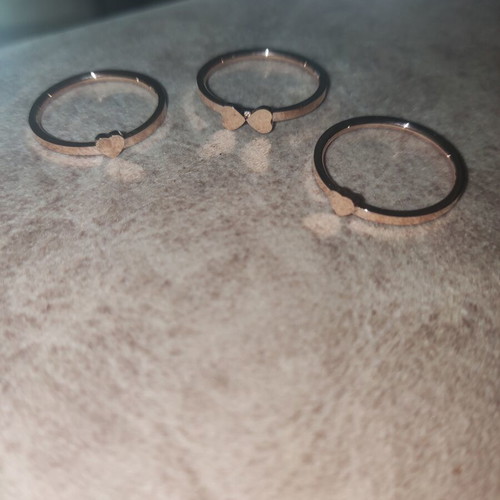 Ring with Four-Leaf Clover Design New, Pink Gold Tone