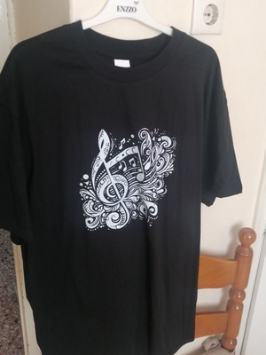 Unisex t-shirt με σχέδιο μουσικές νότες, μέγεθος 2XL, μαύρο