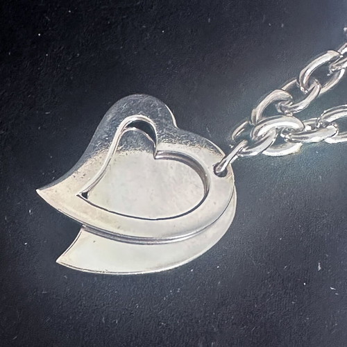 Vintage Folli Follie silver chunky chain necklace with heart like new